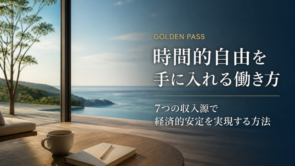 窓の外に海と山が広がる部屋の机に置かれたコーヒーとノート